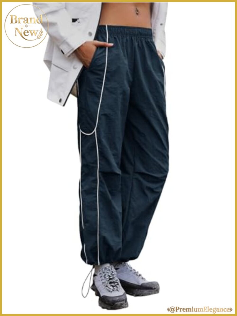 Y2K Baggy Parachute Pants Wide Leg Elastic Waist Track Joggers